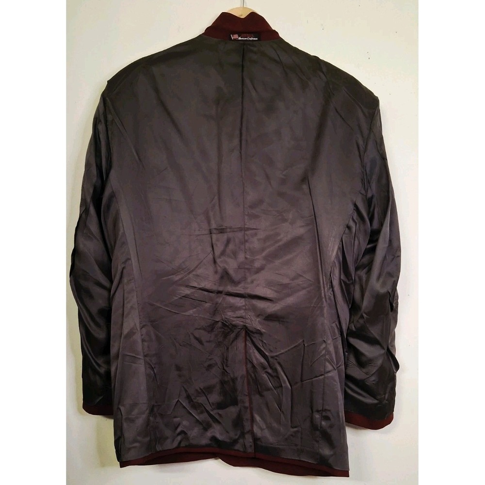 Stafford Blazer 42R Burgundy Wine Gold Buttons Hopsack Suit Jacket Sport Coat - Picture 7 of 11